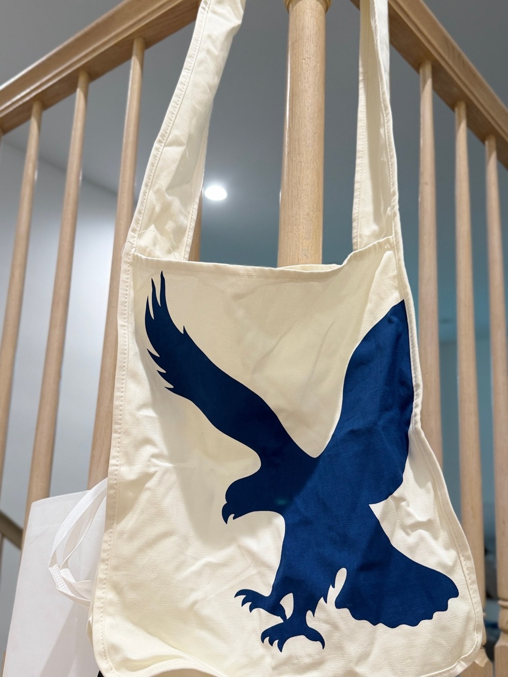 American Eagle Canvas Tote with Navy Accent vintage Y2K READ DETAILS BELOW
